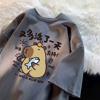 Áo thun phông nữ nam KONOVA form rộng chất liệu cotton khô loại 1 in hình CABYBARA