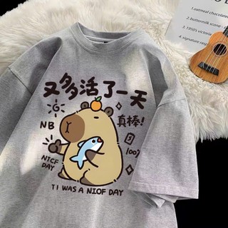 Áo thun phông nữ nam KONOVA form rộng chất liệu cotton khô loại 1 in hình CABYBARA