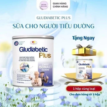 Sữa tiểu đường, thực phẩm bảo vệ sức khoẻ GLUDIABETIC PLUS, sữa hỗ trợ dinh dưỡng dành cho người tiểu đường hộp 400/900g