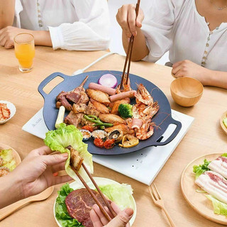 Chảo nướng đá Hàn Quốc chống dính size 34cm dùng mọi loại bếp nướng thịt BBQ không dầu tiện lợi