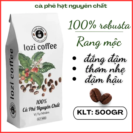 500GR cà phê rang mộc Robusta nguyên chất rang xay