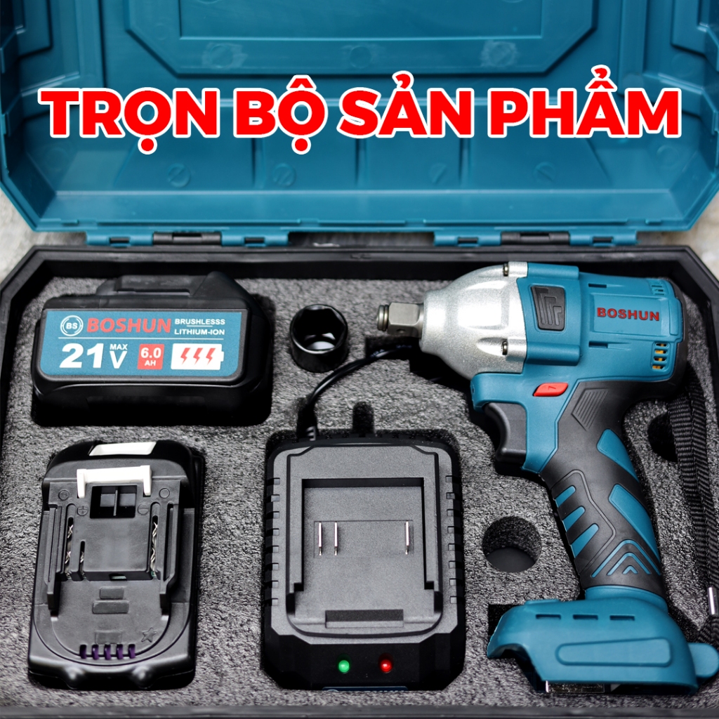 Máy Siết Bulong Bossun BS-IW360NCP Lực Siết 360Nm Đông Cơ Lõi Đồng Không Chổi Than Đầu Khẩu 1/2