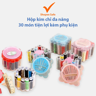 Hộp kim chỉ đa năng 30 món tiện lợi kèm phụ kiện may vá dạng tròn hoặc vuông