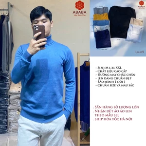 Áo len nam cổ lọ cao Trơn Nhiều màu Ôm body Len dệt kim hàng Việt không bai nhão chảy xù ABABA lo-m9