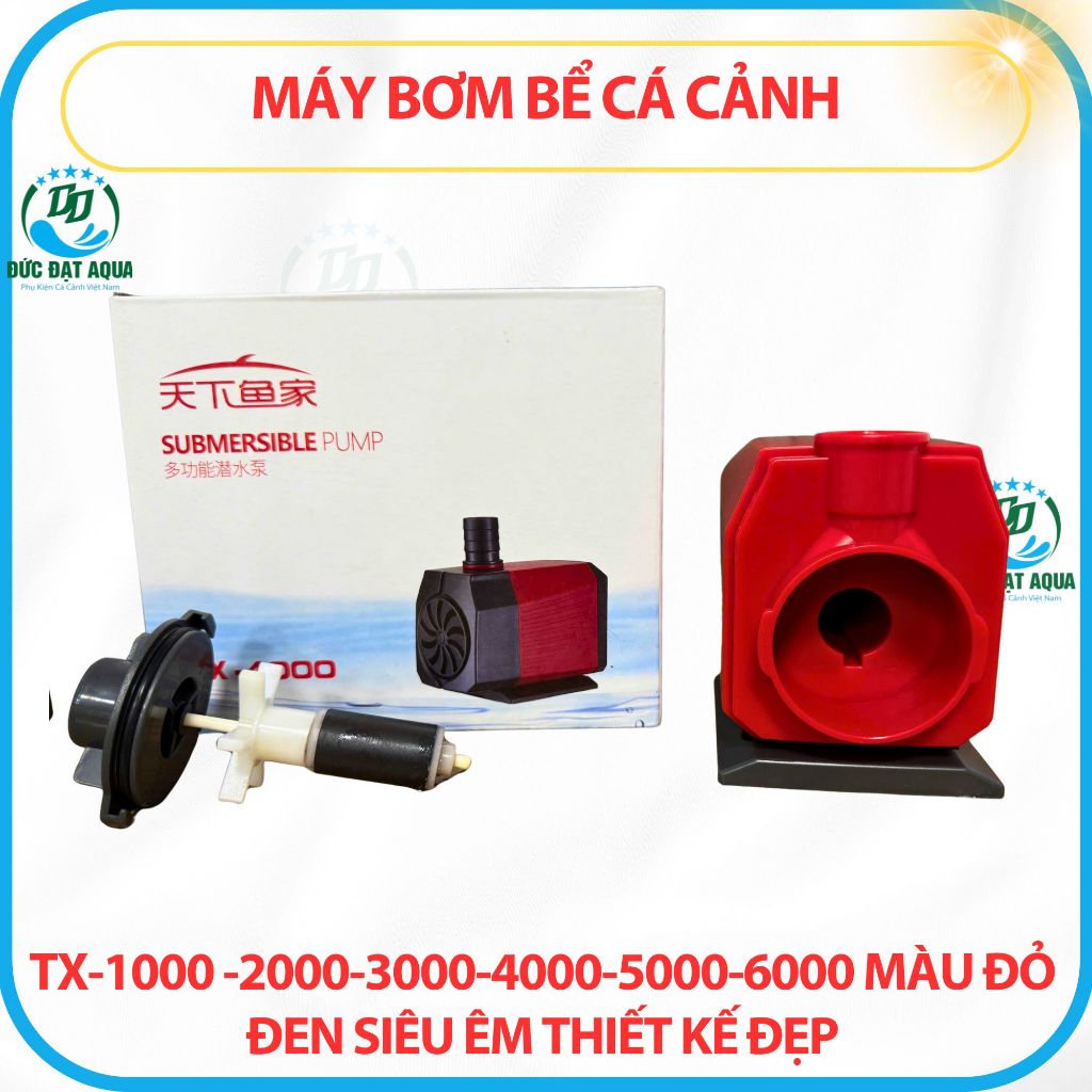 Máy Bơm bể cá cảnh TX-1000 -2000-3000-4000-5000-6000 màu đỏ đen siêu êm thiết kế đẹp cho hồ cá 8