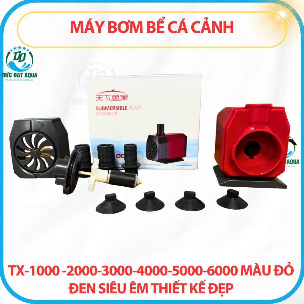 Máy Bơm bể cá cảnh TX-1000 -2000-3000-4000-5000-6000 màu đỏ đen siêu êm thiết kế đẹp cho hồ cá 7