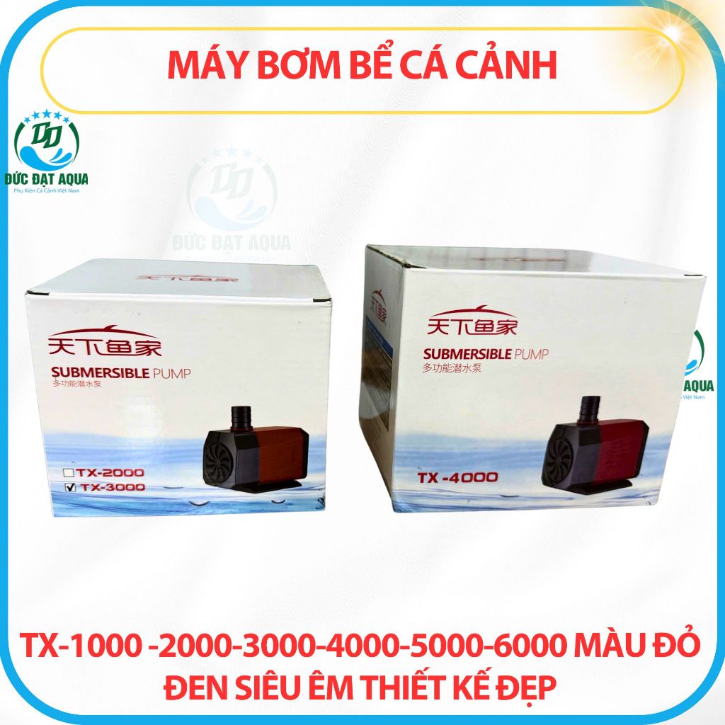 Máy Bơm bể cá cảnh TX-1000 -2000-3000-4000-5000-6000 màu đỏ đen siêu êm thiết kế đẹp cho hồ cá 2