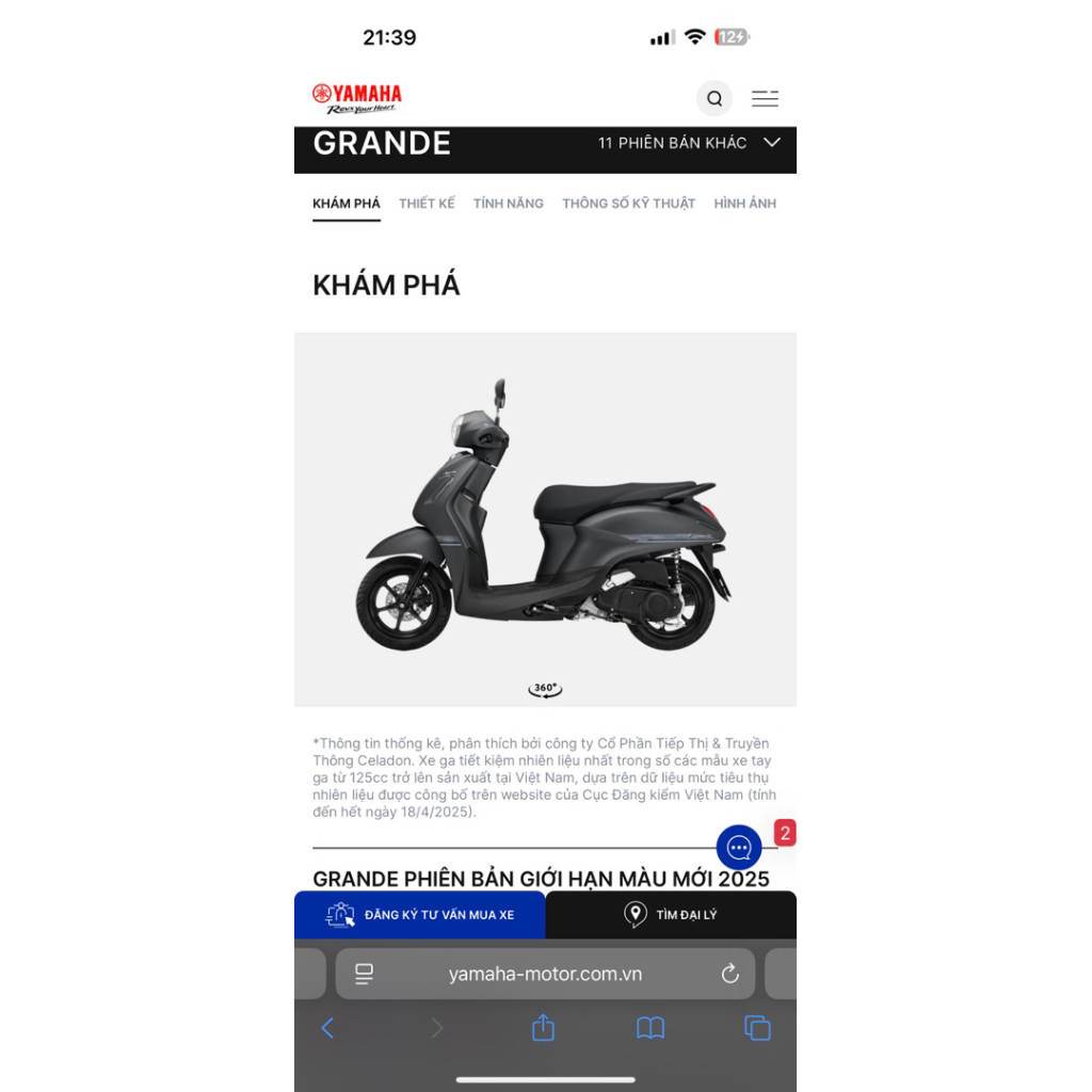 Yamaha Nozza Grande phiên bản giới hạn màu xám mới nhất 2025 | Shopee ...