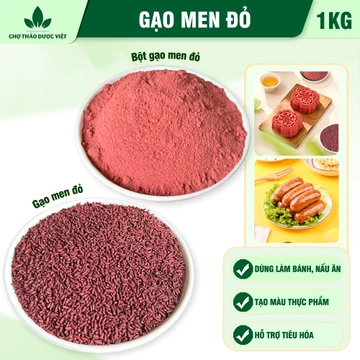 Gạo men đỏ 1kg, bột và hạt tùy chọn, hồng cúc mễ - Chợ Thảo Dược Việt