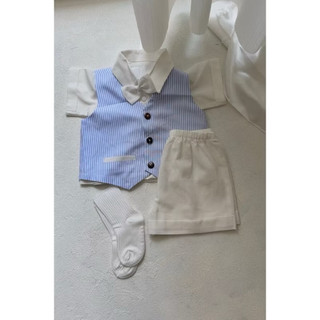 Set vest công tử bé trai Little Bee màu xanh