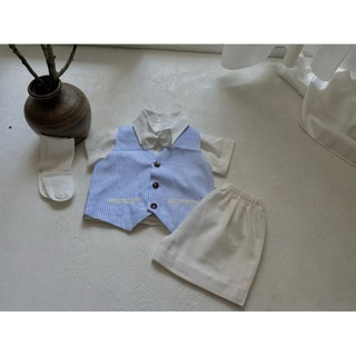 Set vest công tử bé trai Little Bee màu xanh