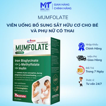 Viên uống bổ sung sắt hữu cơ hàng đầu châu âu, bổ sung sắt cho bé và phụ nữ có thai - Mumfolate Diamond