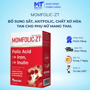 Viên Sắt Cho Bà Bầu MOMFOLIC-ZT 30 VIÊN - Bổ Sung Sắt, ACID FOLIC & INULIN Cho Phụ Nữ Mang Thai, Cho Con Bú