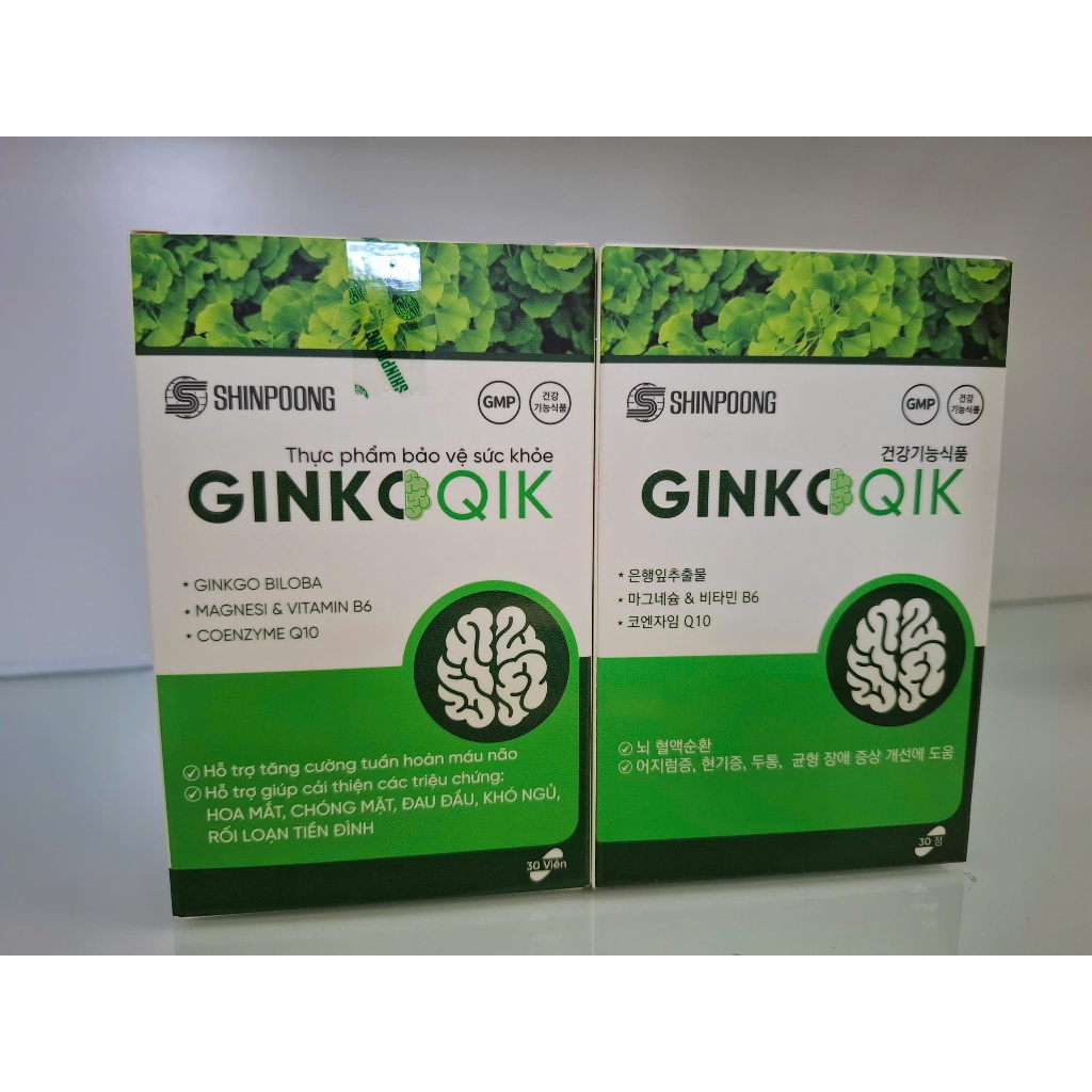 Shinpoong Ginkoqik Hỗ Trợ Hoạt Huyết Dưỡng Não, Giảm Đau Đầu, Cải Thiện Mất Ngủ, Chóng Mặt Tiền Đình - Hộp 30 Viên