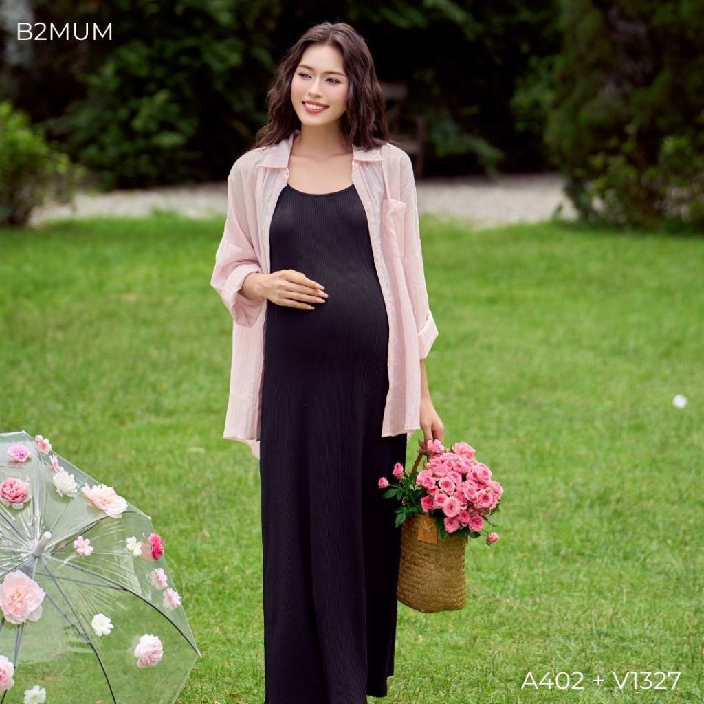 Set áo sơ mi và váy body tăm gân hàn - chất thoáng mát, siêu co giãn và thấm hút mồ hôi tốt - A402 V1327 - B2MUM