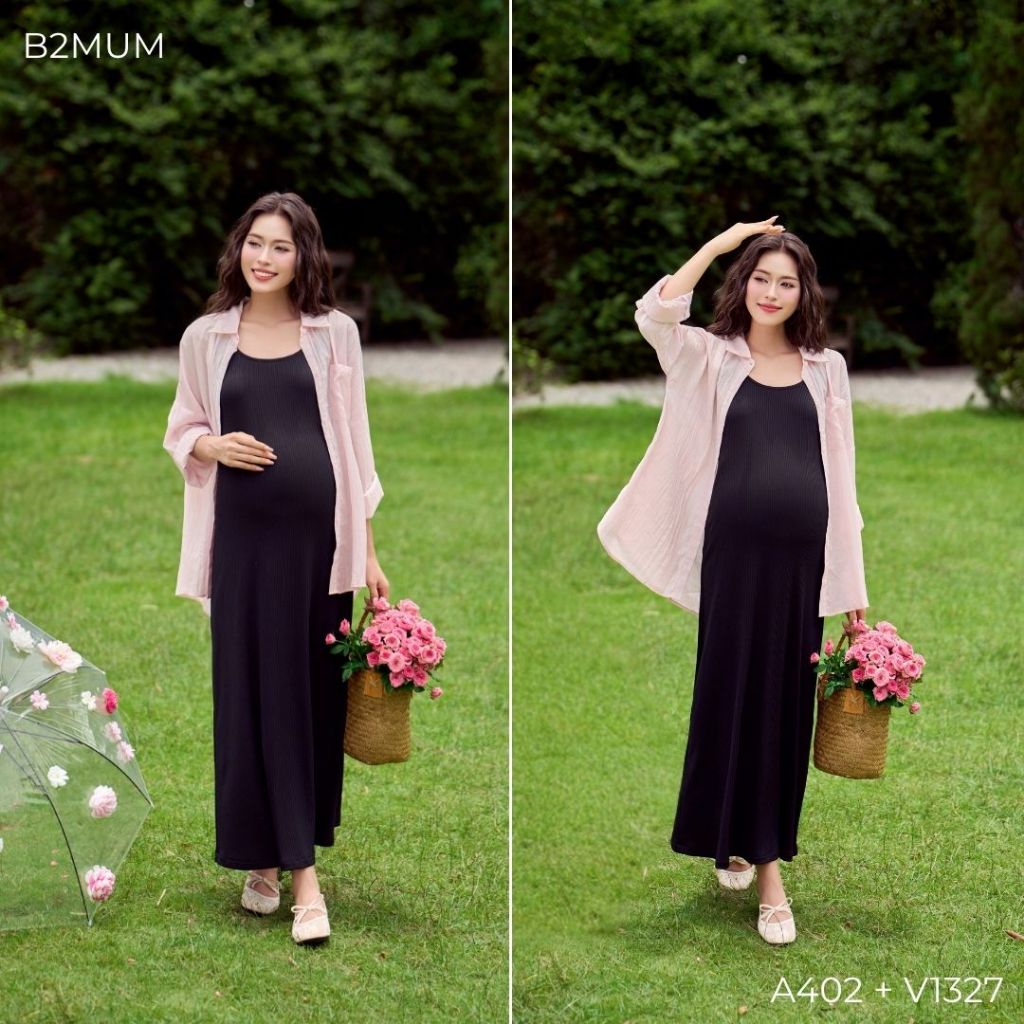 Set áo sơ mi và váy body tăm gân hàn - chất thoáng mát, siêu co giãn và thấm hút mồ hôi tốt - A402 V1327 - B2MUM