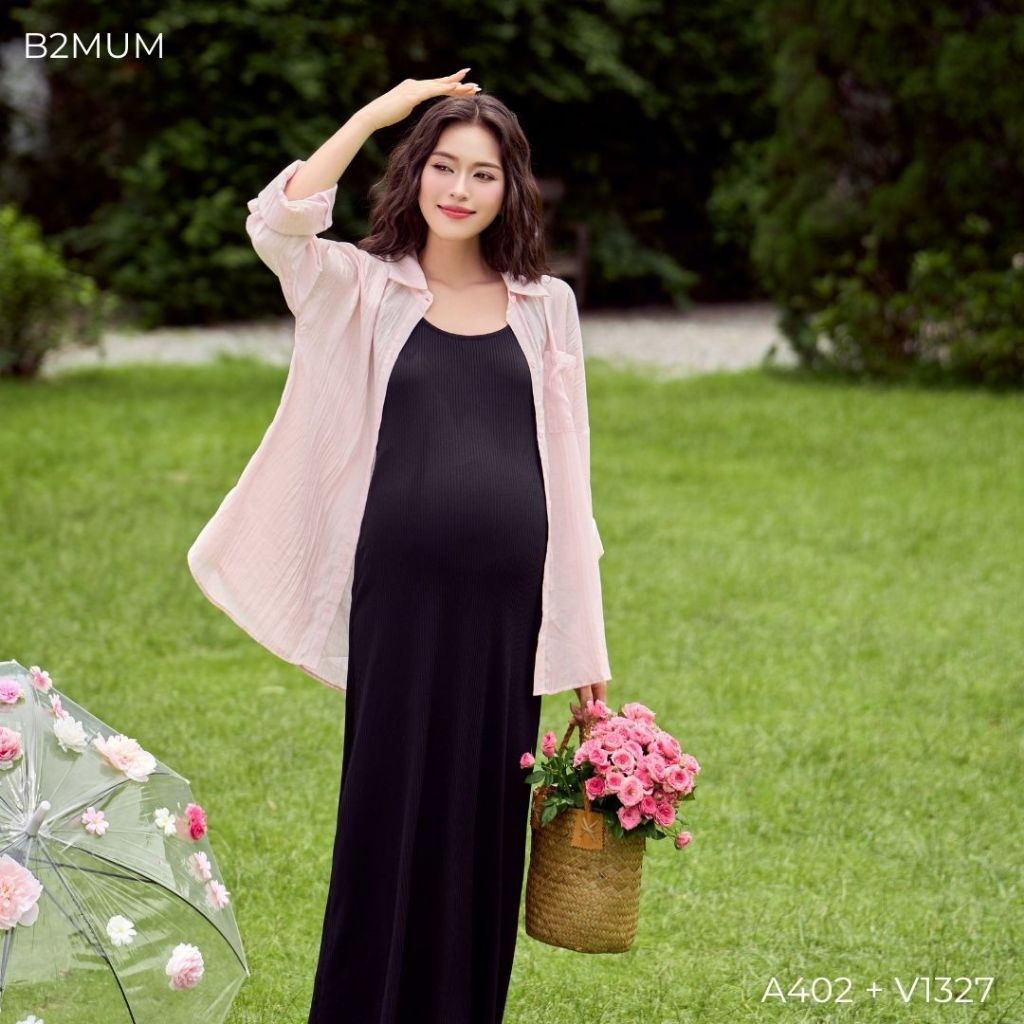 Set áo sơ mi và váy body tăm gân hàn - chất thoáng mát, siêu co giãn và thấm hút mồ hôi tốt - A402 V1327 - B2MUM