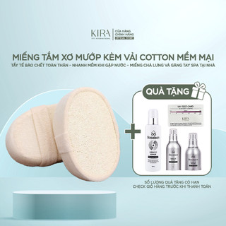 Miếng tắm xơ mướp kèm vải cotton mềm mại – Tẩy tế bào chết toàn thân – Nhanh mềm khi gặp nước – Miếng chà lưng và găng t