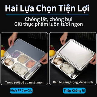 Nắp khay nhựa PP Nắp khay inox Cao Cấp đậy khay cơm nhiều ngăn có nhiều kích thước lựa chọn Chubby Chef An toàn sức khỏe
