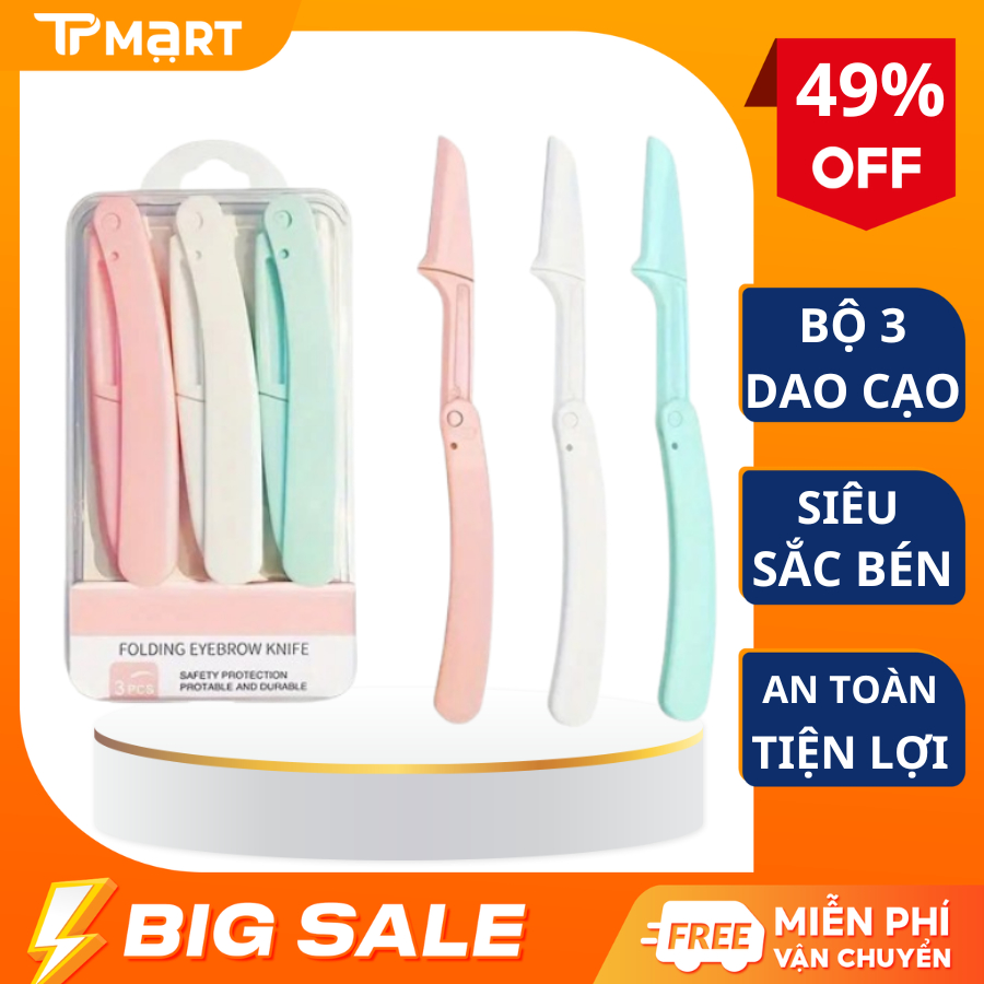 Bộ 3 Dao Cạo Lông Mày, Tóc Mái, Lông Tiện Lợi- Bộ Dao Cạo 3 Món Nhỏ Gọn
