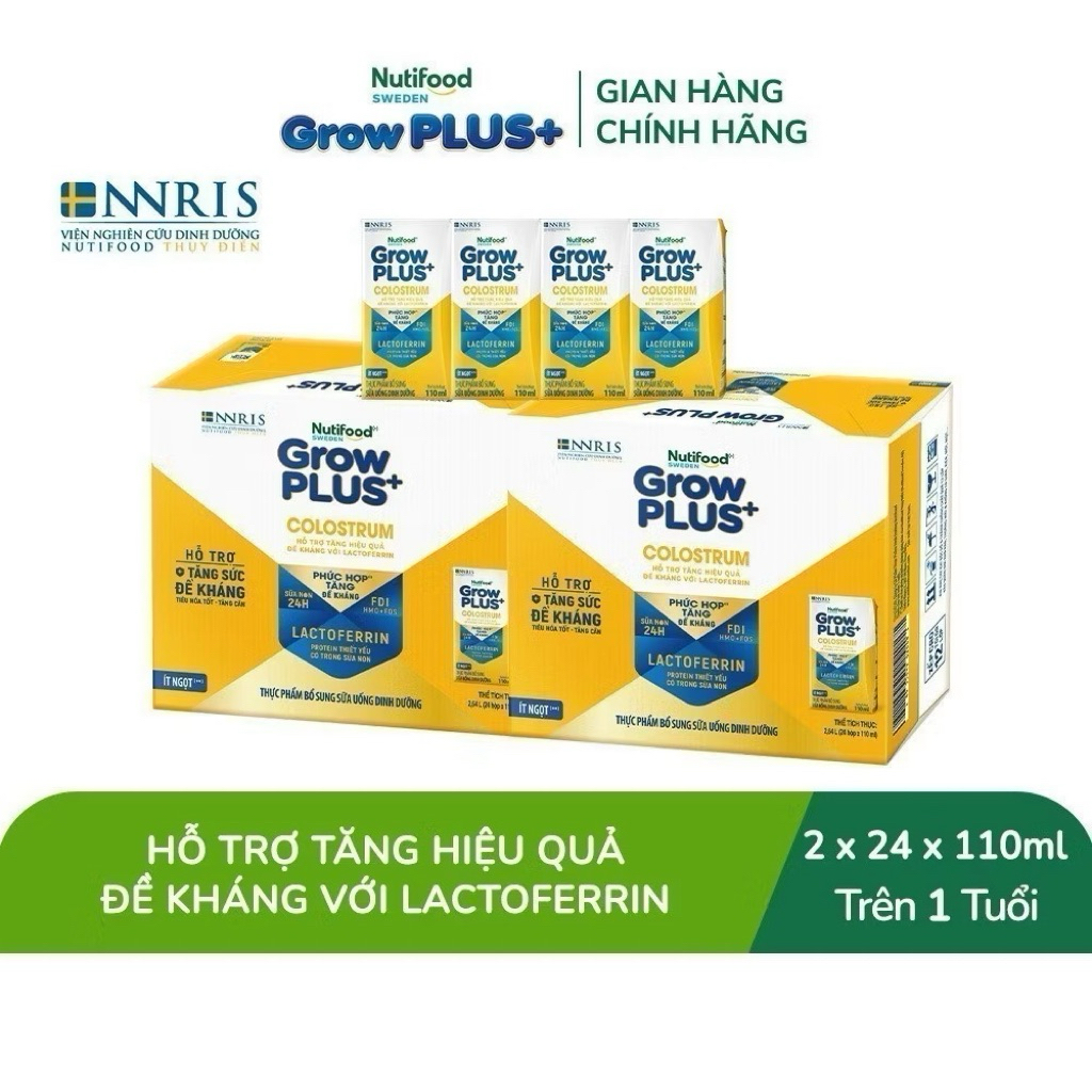COMBO 2 Thùng 48 Hộp Sữa Bột Pha Sẵn GrowPLUS+ Colostrum Lactoferrin - 110ml