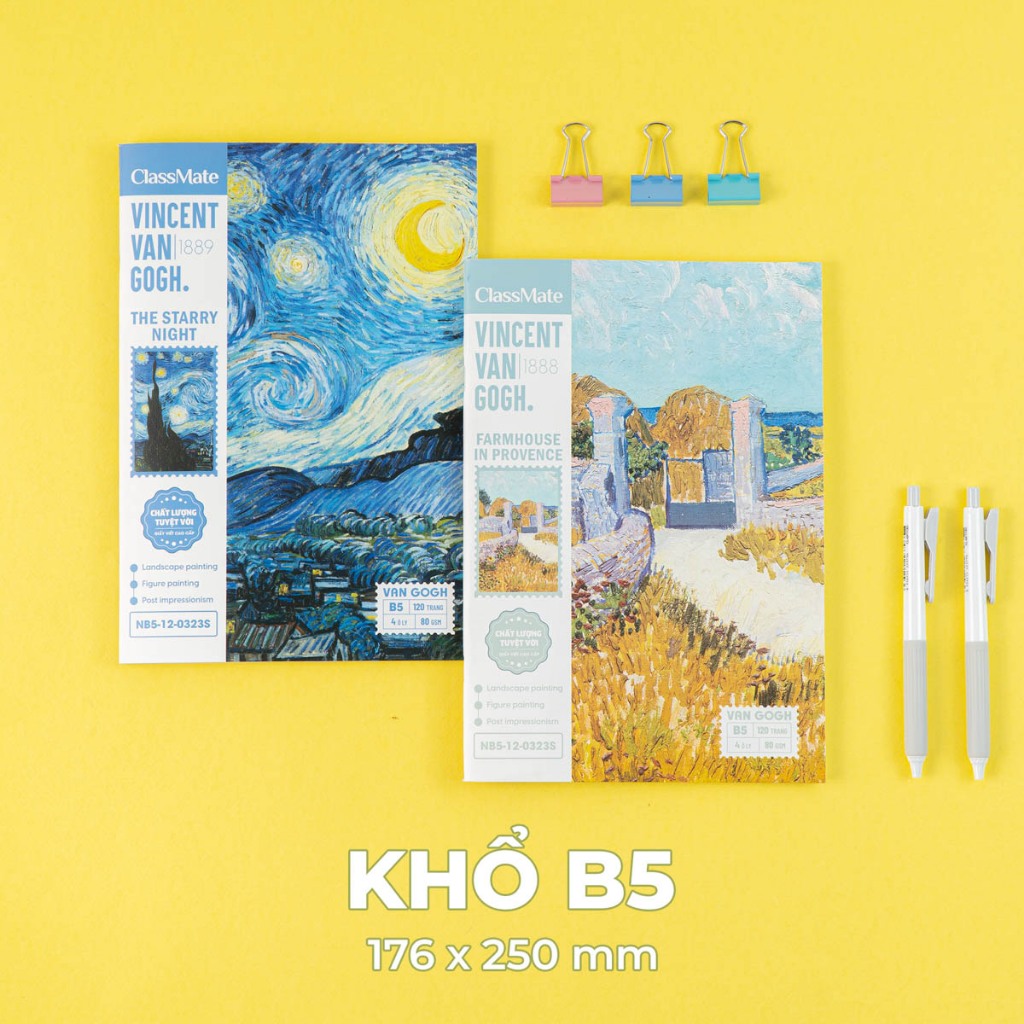 Tập Học Sinh Van Gogh B5 Classmate Vở 4 Ôly 2x2mm, Vở Miền Nam 120/200 Trang 70/80GSM Vở Ô Li Học Sinh