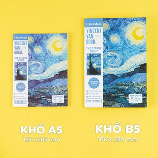 Tập Sinh Viên 120/ 200 Trang Van Gogh Kẻ 4 Ô Ly 2x2mm, Tập Miền Nam Size B5 CLASSMATE Giấy 80gsm NB5-12-0323S/0324S