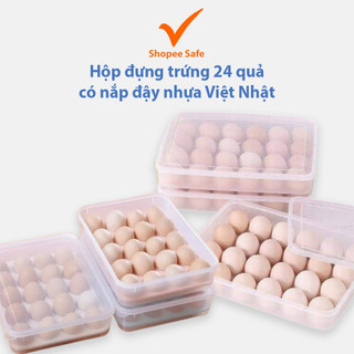 Hộp đựng trứng 24 quả có nắp đậy nhựa Việt Nhật , khay bảo quản trứng không bị vỡ chắc chắn ms: 6786