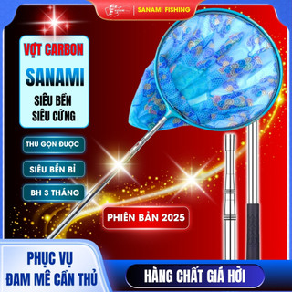[KM] Vợt vớt cá inox [BH 3 tháng] vành tròn  1m5, 1m9, 2m5,3m vợt cứng, siêu bền, nép dọn được  SANAMI FISHI [SF3]