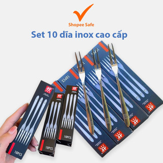 Set 10 dĩa inox cao cấp ăn trái cây bánh ngọt hải sản tiện lợi #A162