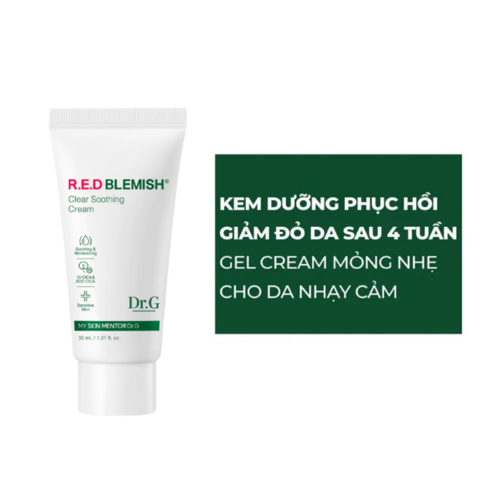 Kem Dưỡng Dr.G Cấp Ẩm Và Phục Hồi Sâu Cho Da 70ml R.E.D Blemish Clear Soothing Cream - 30ml