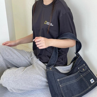 Mua hộ Hàn Quốc National Geographic  National Geographic ngắn tay áo 2pcs nhóm 1+1 nhỏ tiêu chuẩn ngắn tay thêu logo  Áo
