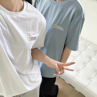Mua hộ Hàn Quốc National Geographic  National Geographic ngắn tay áo 2pcs nhóm 1+1 nhỏ tiêu chuẩn ngắn tay thêu logo  Áo