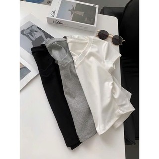 Áo Thun Tay ngắn babytee cổ tim rúm eo