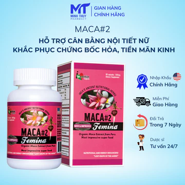 Viên Uống Nội Tiết Tố Nữ Maca 2 60 Viên - Hỗ Trợ Cân Bằng Nội Tiết, Giảm Bốc Hỏa, Cải Thiện Giấc Ngủ - Hàng Mỹ