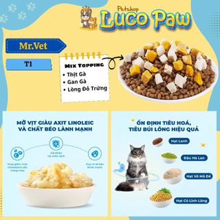 MRVET / Mr Vet 1KG Thức Ăn Cho Mèo Hạt Topping Cao Cấp T1, T2, T3, T4, G1 - LUCOPAW PETSHOP