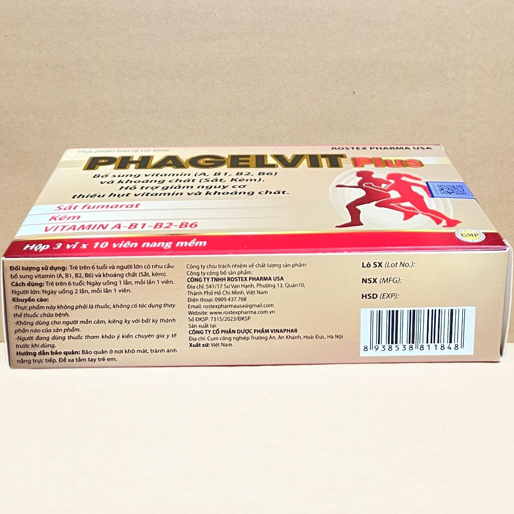 Combo 2 Hộp Phagelvit Plus 30 Viên - Rostex - Vinaphar - Vitamin Chữa Lành