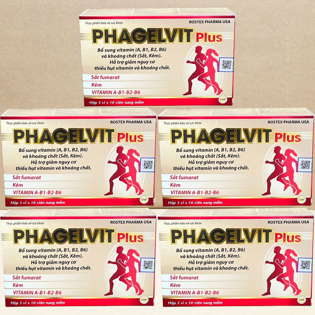 Combo 5 Hộp Phagelvit Plus 30 Viên - Rostex - Vinaphar - Vitamin Chữa Lành