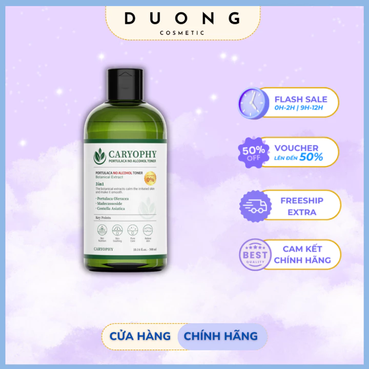 Toner Nước Cân Bằng Da CARYOPHY Portulaca Toner 300ml Hàn Quốc cho da dầu mụn