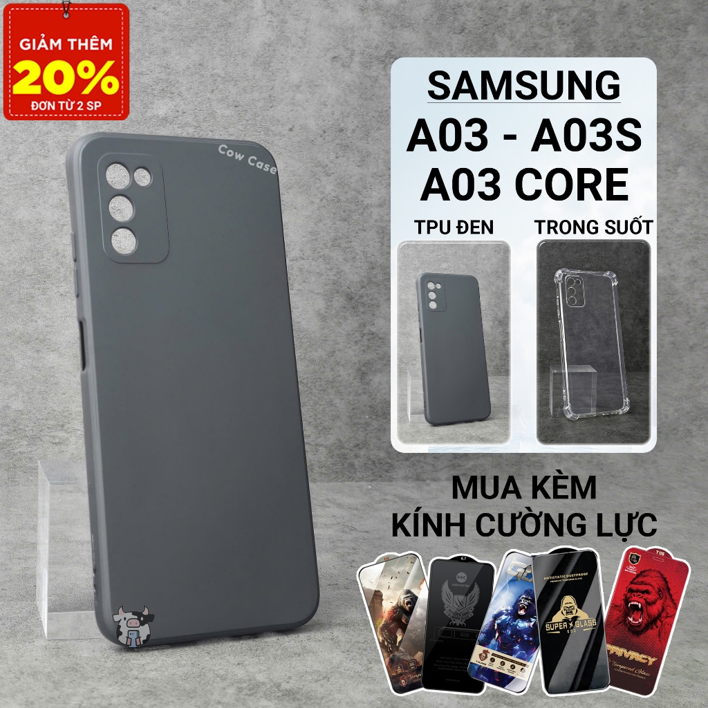 Ốp lưng Samsung A03, A03s, A03 Core Cowcase trơn màu đen | Ốp điện ...