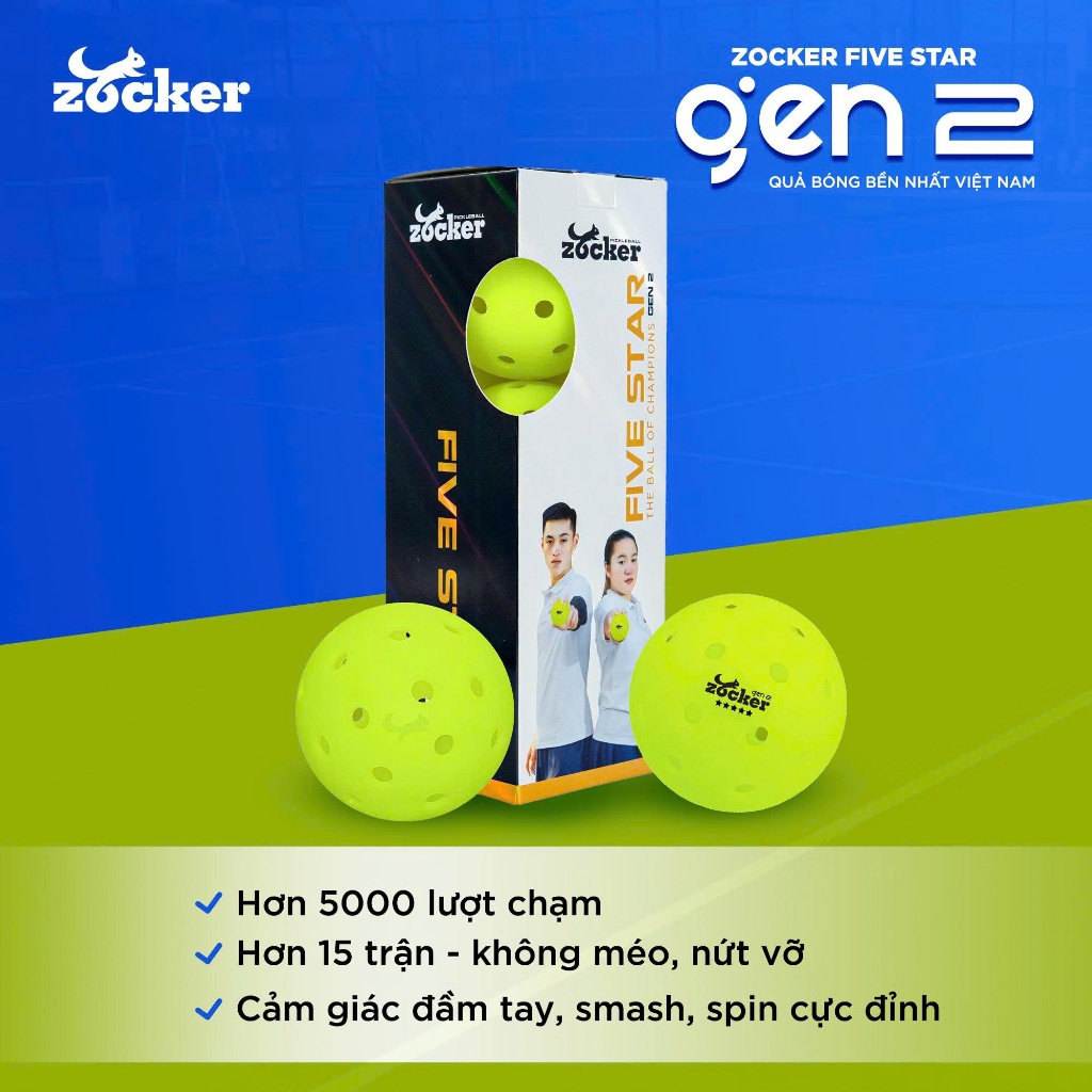 (Hàng chính hãng) Hộp 3 bóng thi đấu Zocker Fivestar Gen 2 đạt chứng ...