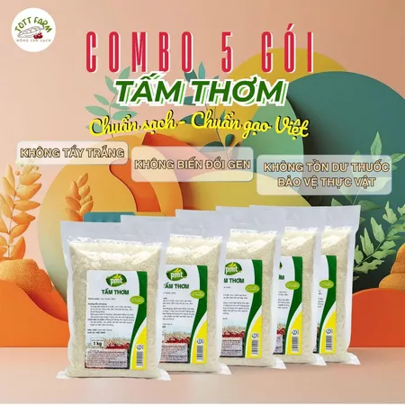 Gạo tấm thơm, combo 5kg, gạo tấm thơm xuất khẩu không biến đổi gen