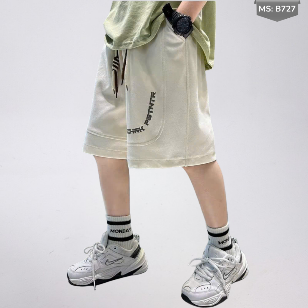 Quần Short Thể Thao Trẻ Em In Chữ nổi – Cotton Mềm Mịn, Dáng Rộng MS_B727 | JJ Kids Fashion