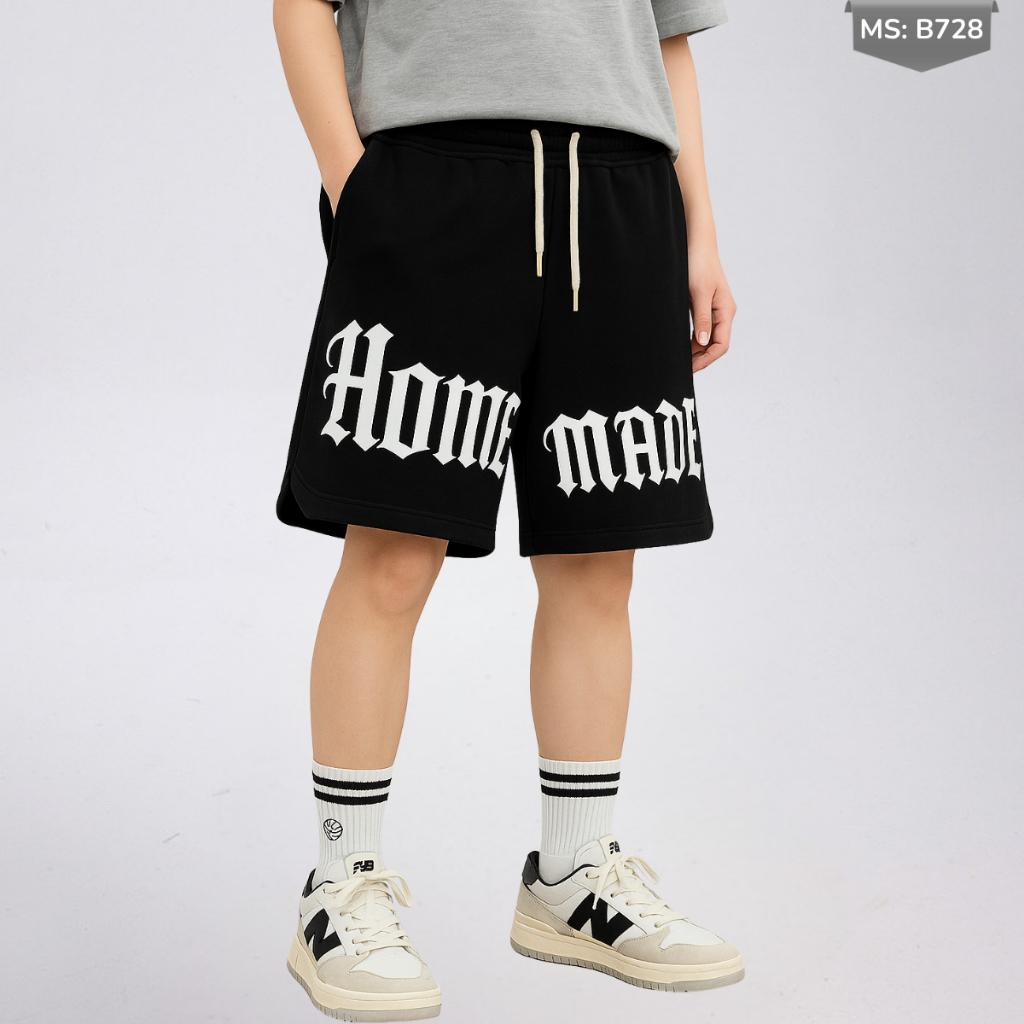 Quần Short Thể Thao Trẻ Em In Chữ nổi – Cotton Mềm Mịn, Dáng Rộng B728 | JJ Kids Fashion