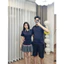 Set đồ đôi nam nữ couple váy ôm eo dáng xoè phối cổ áo polo nam chất liệu mì lạnh mềm mịn mát