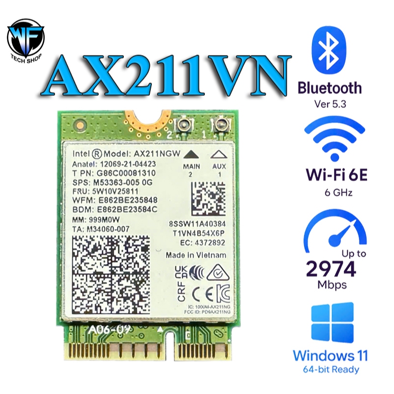 Card WIFI AX211 NGW_NV_VN CNVIO2 Bluetooth 5.3, Wi-Fi 6E GHz chính hãng ...