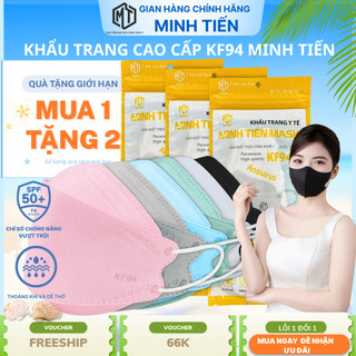 Combo 100-200 Cái Khẩu Trang Cao Cấp KF94 MINH TIẾN 4 Lớp Ko Mùi Ko Sổ Lông Size 45-75kg
