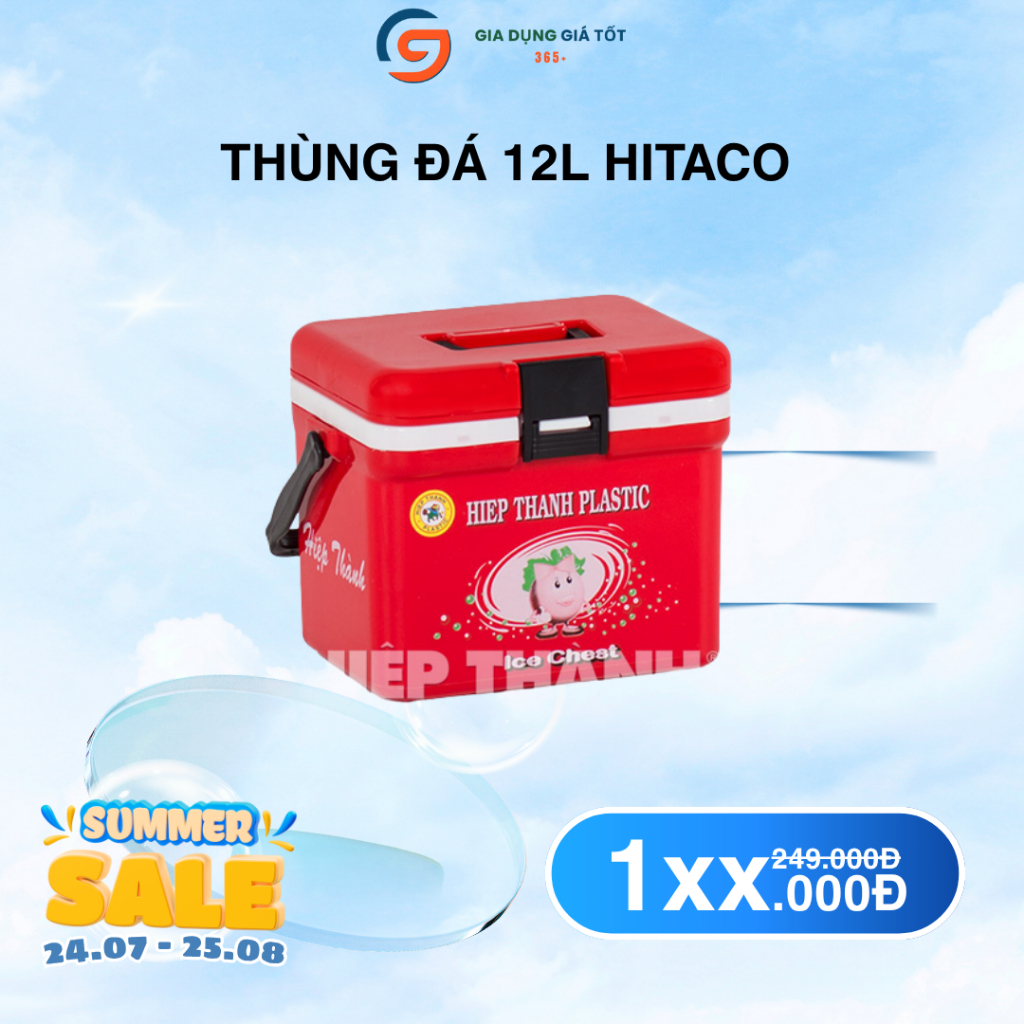 Thùng đá 12L Hitaco Hiệp Thành, hộp đựng đá nhỏ gọn giữ nhiệt 20 đến 48 giờ, có quai xách tiện lợi