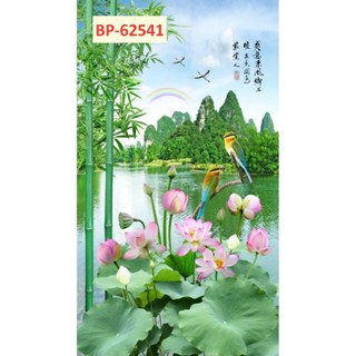 Tranh 3D hoa sen dán tường phòng thờ, phòng khách, phòng làm việc, tranh in trên chất liệu vải lụa (tặng kèm keo dán)