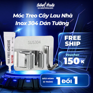 Móc Treo Cây Lau Nhà INOX 304 Sáng Bóng, Lắp Đặt Dán Tường Gạch Men Siêu Chắc